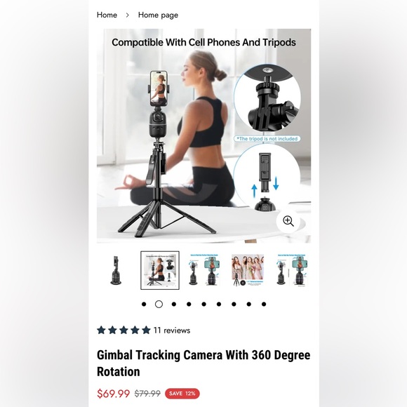 NIB Gimbal Tracking Selfie Stick Tripod With 360 Degree Rotation - Picture 10 of 11